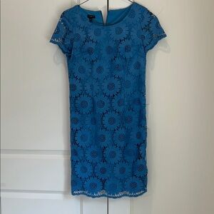 Talbots Blue Sheath Mini Dress Crew Neck